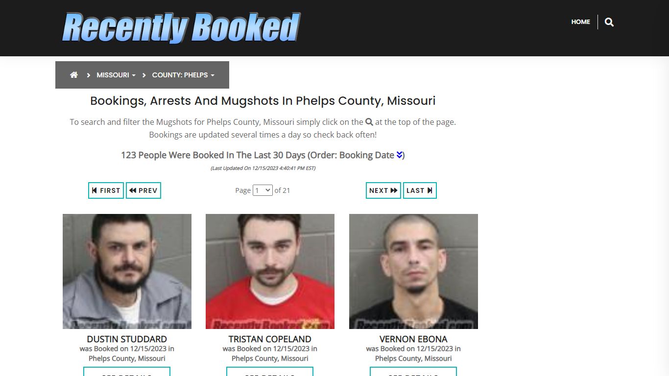 Recent bookings, Arrests, Mugshots in Phelps County, Missouri